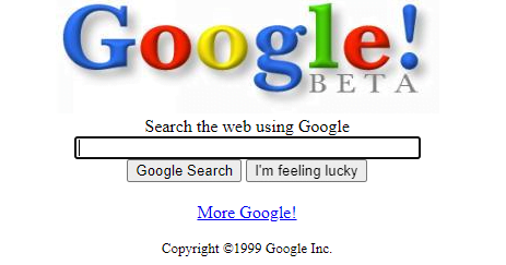 Google search homepage from 1999